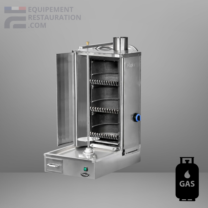 Machine à kebab à gaz avec pierres de laves