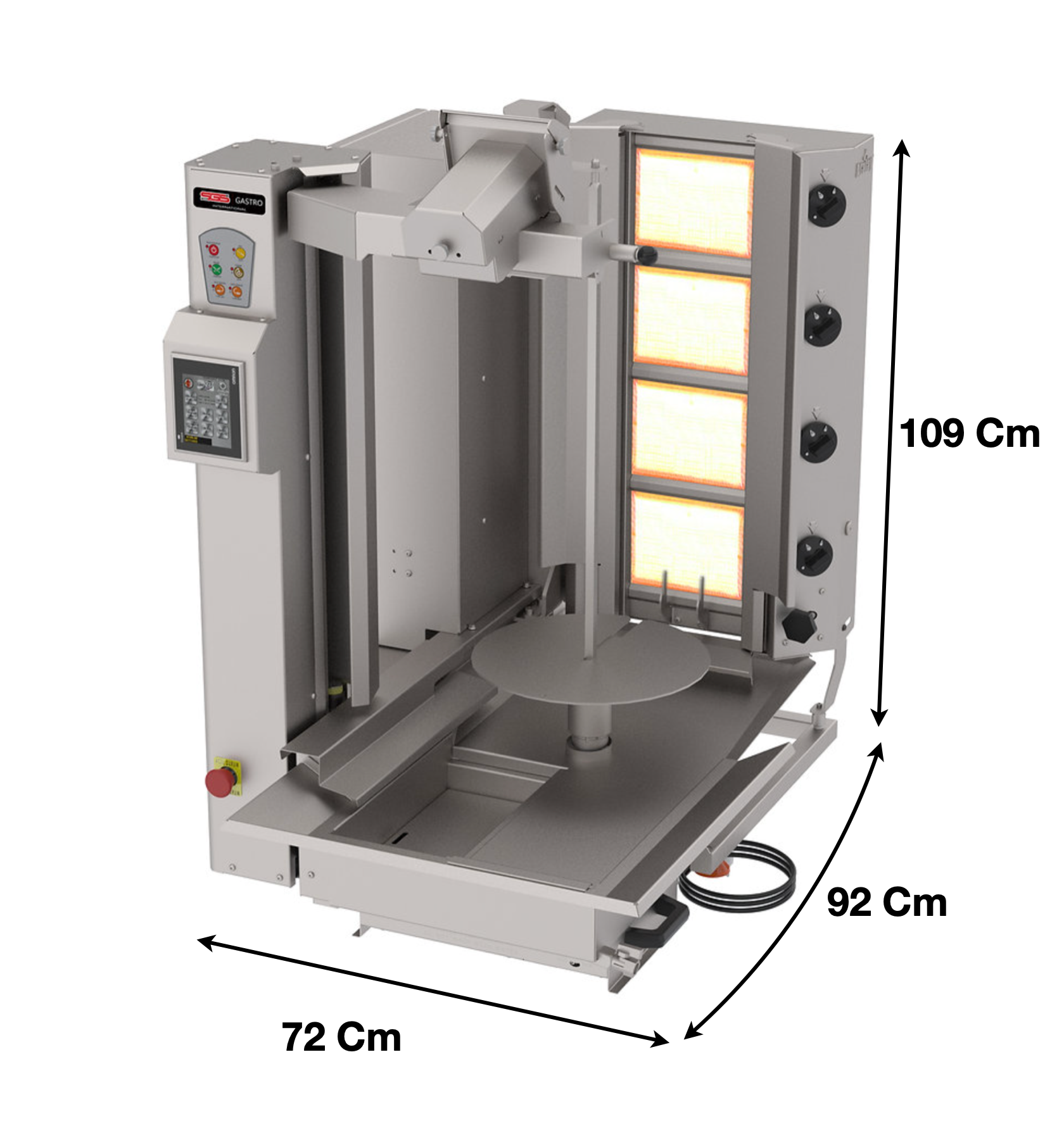 Machine à kebab 4 Zones GAZ – AUTOMATIQUE - Marque: SGS | SGS-ADR-C1-4G - EQUIPEMENT RESTAURATION 