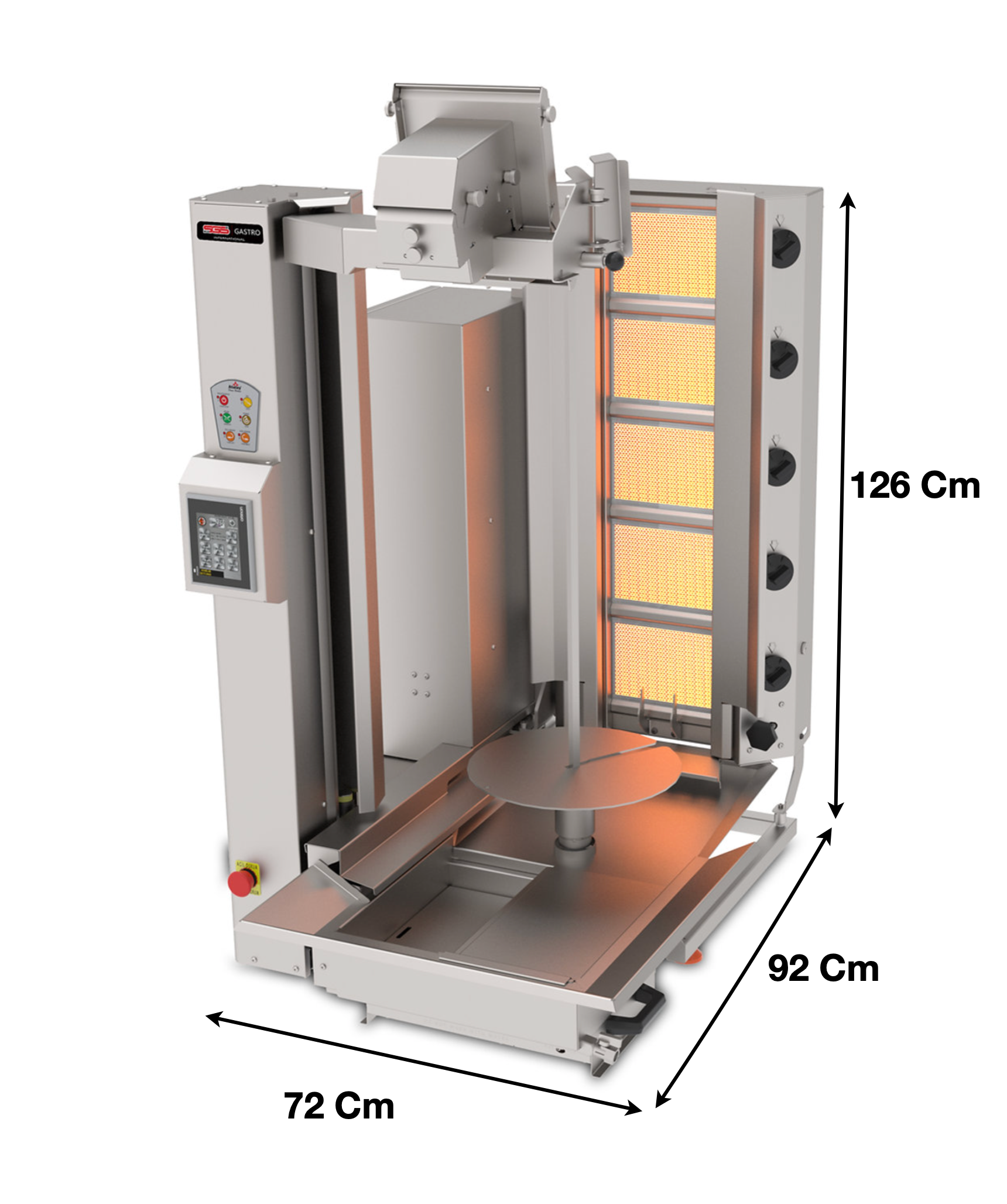 Machine à kebab 5 Zones GAZ – AUTOMATIQUE | Marque: SGS GASTRO | SGS-ADR-C-5G - EQUIPEMENT RESTAURATION 