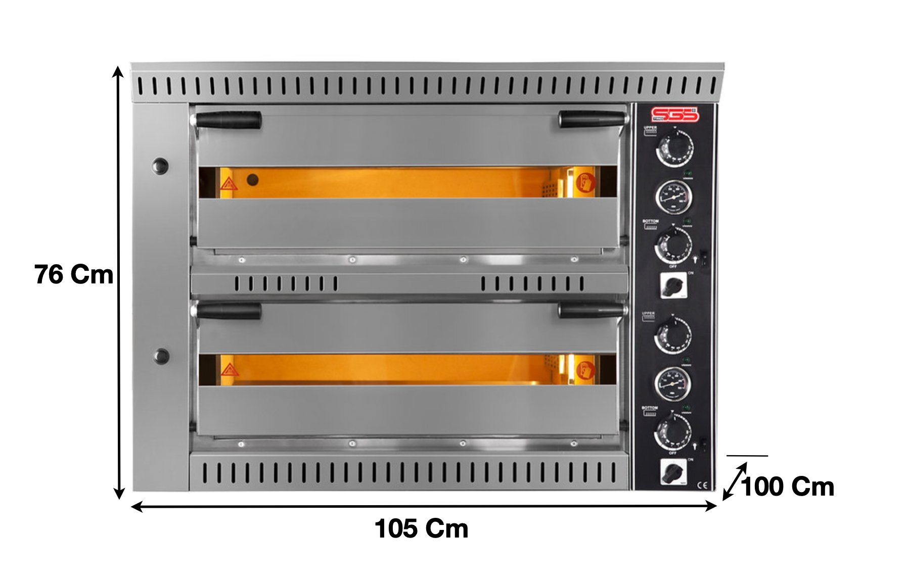 Four à pizza 4+4 pizzas 2 niveaux – Argile réfractaire | Marque: SGS PO 7070 D/T - EQUIPEMENT RESTAURATION 
