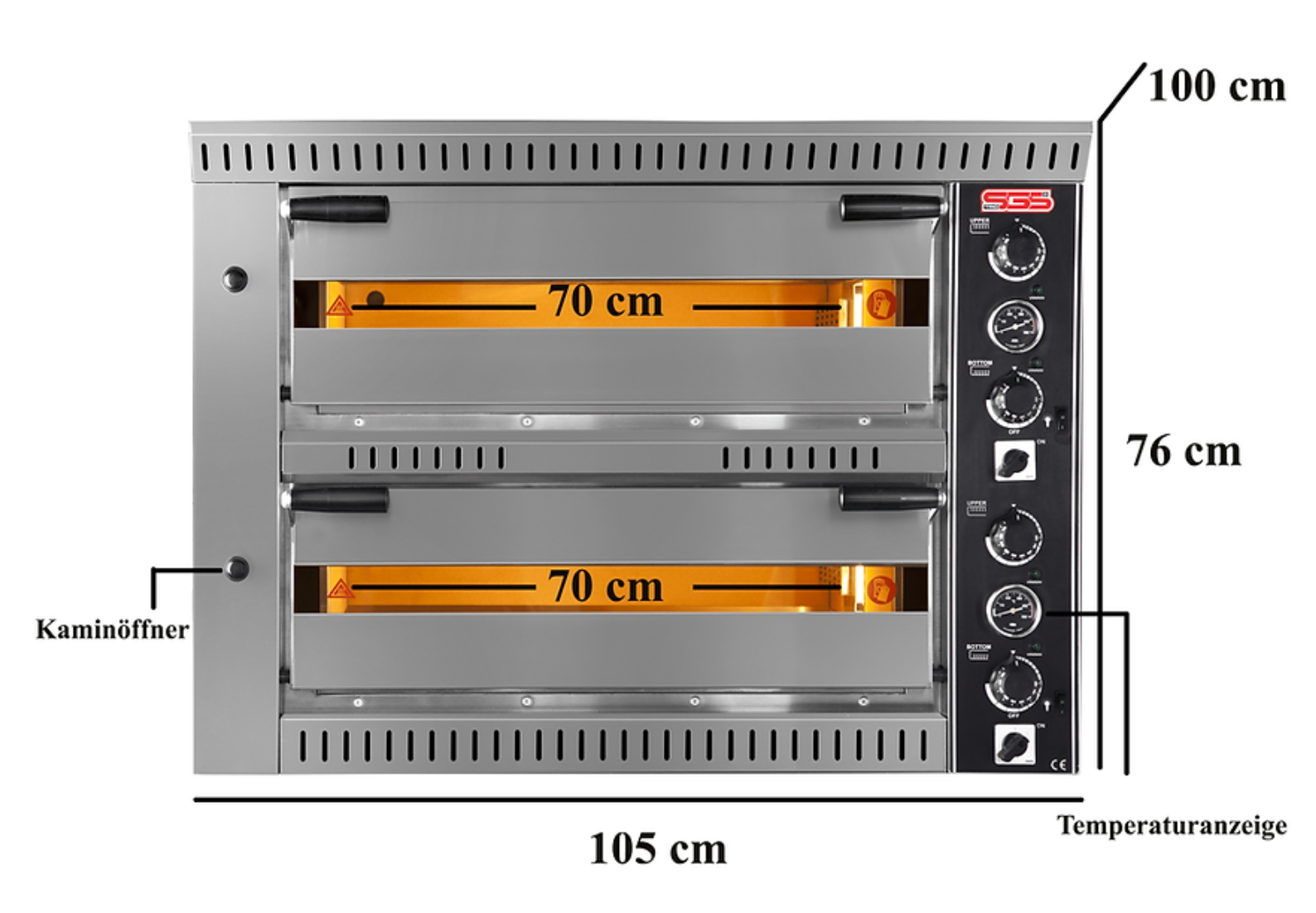 Four à pizza 4+4 pizzas 2 niveaux | Marque: SGS PO/7070 FR - EQUIPEMENT RESTAURATION 