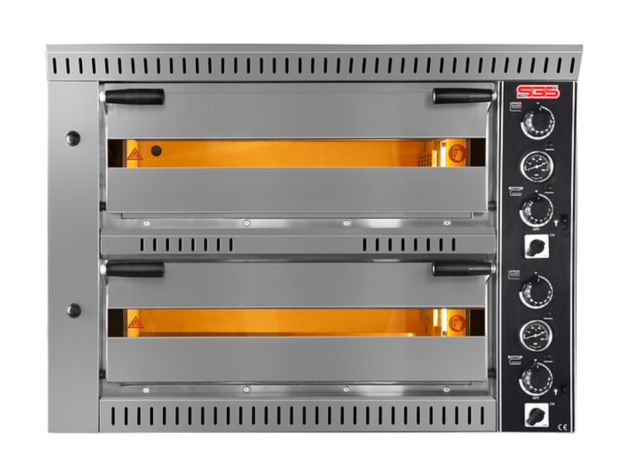 Four à pizza 4+4 pizzas 2 niveaux | Marque: SGS PO/7070 FR - EQUIPEMENT RESTAURATION 