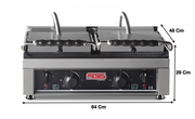 Machine à panini XL double bras – Rainurée/Lisse - Marque: SGS GASTRO | TG-6040-FR/G - EQUIPEMENT RESTAURATION 