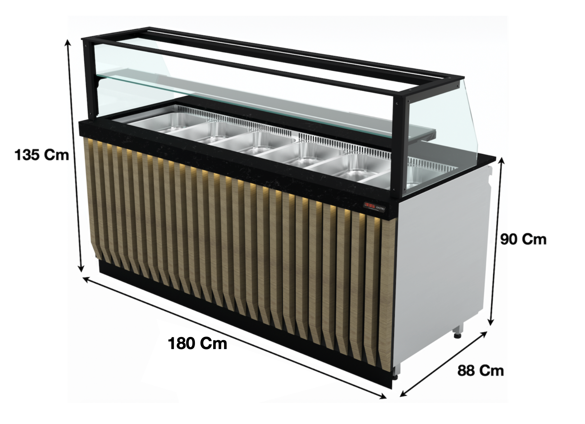 Saladette 180Cm / 5 x GN1/1 / 480 Litres – Marque: SGS GASTRO | SGS-BSS-180 - EQUIPEMENT RESTAURATION 