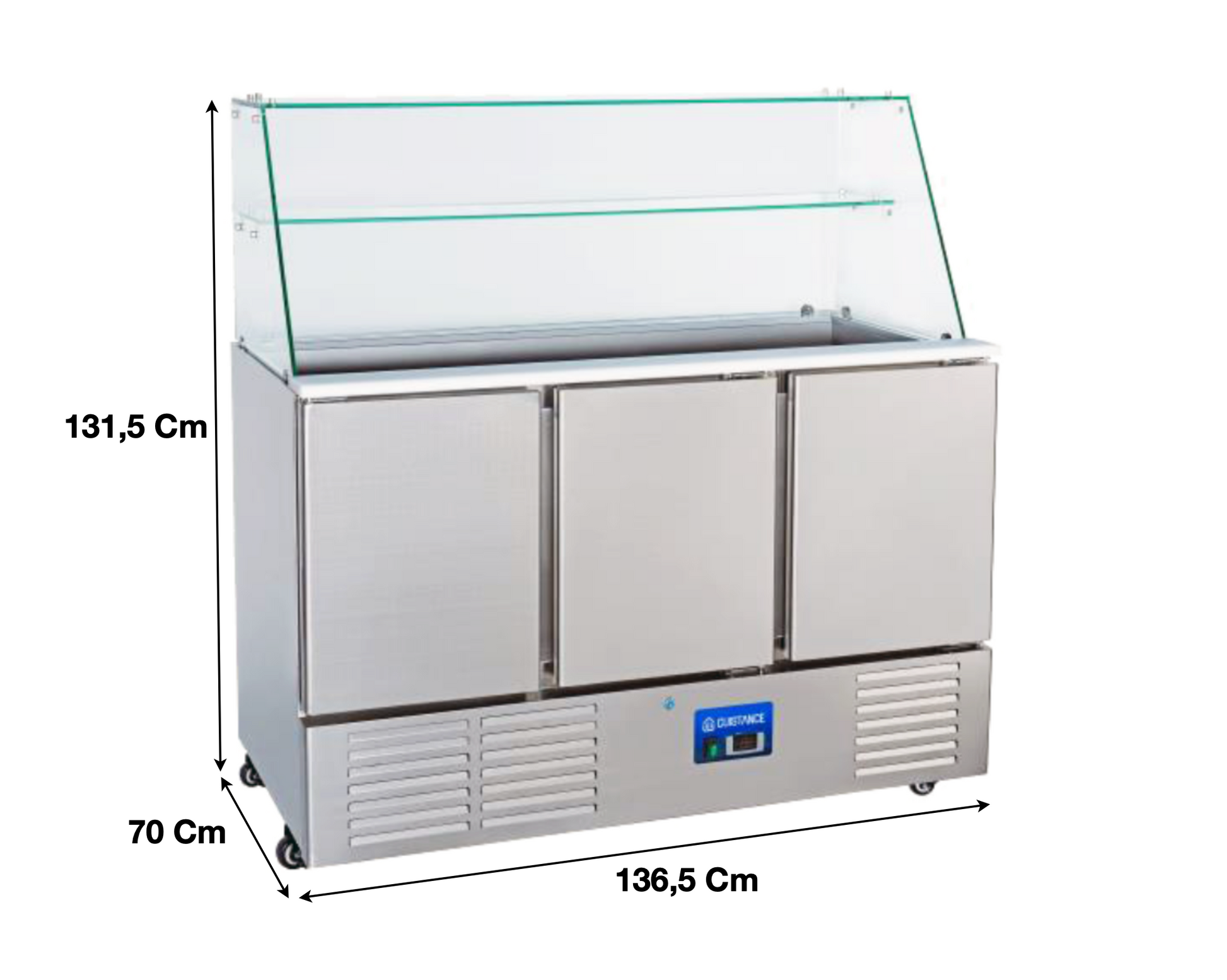 Saladette réfrigérée – 3 portes pleines GN1/1 – 4 x GN1/1 | CUIST S903VG - EQUIPEMENT RESTAURATION 