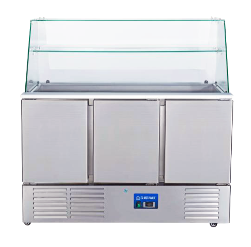 Saladette réfrigérée – 3 portes pleines GN1/1 – 4 x GN1/1 | CUIST S903VG - EQUIPEMENT RESTAURATION 