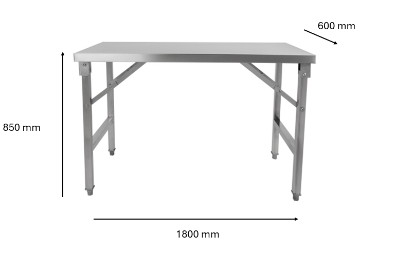 Table inox pliable 1800 x 600 x 850 mm | CUIST STTFD186 - EQUIPEMENT RESTAURATION 