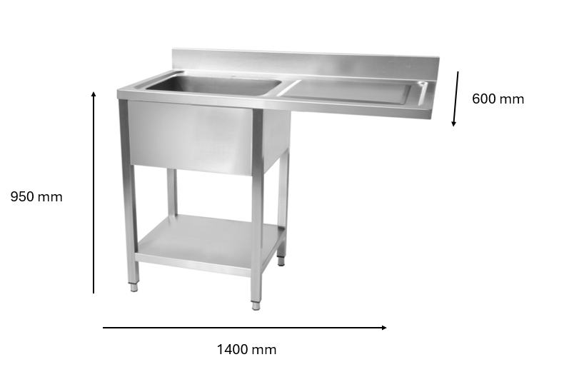 Plonge inox lave vaisselle 1400 x 600 x 950 mm | CUIST STSD146R - EQUIPEMENT RESTAURATION 