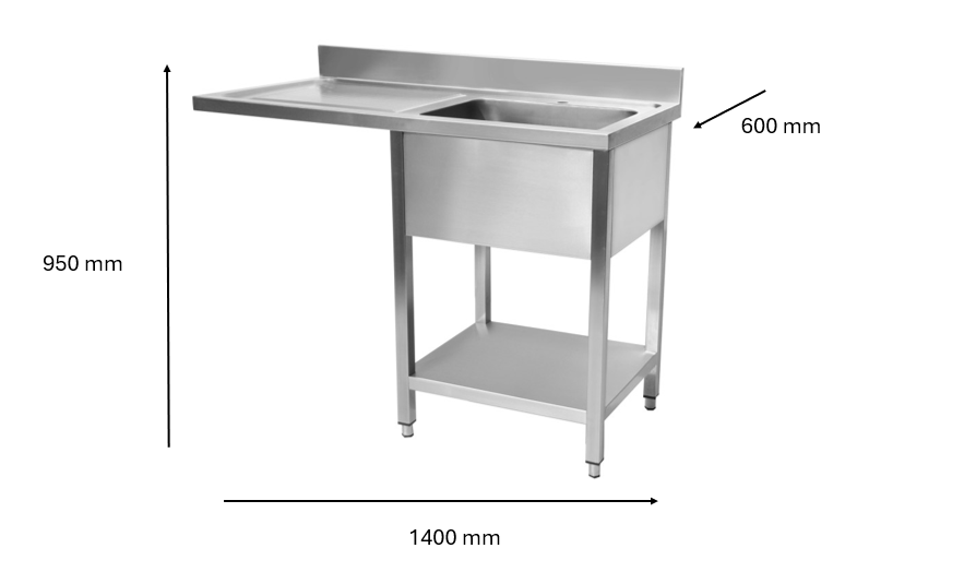 Plonge inox lave vaisselle 1400 x 600 x 950 mm | CUIST STSD146L - EQUIPEMENT RESTAURATION 
