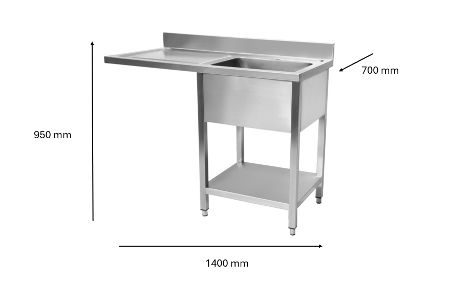 Plonge inox lave vaisselle 1400 x 700 x 950 mm | CUIST STSD147L - EQUIPEMENT RESTAURATION 