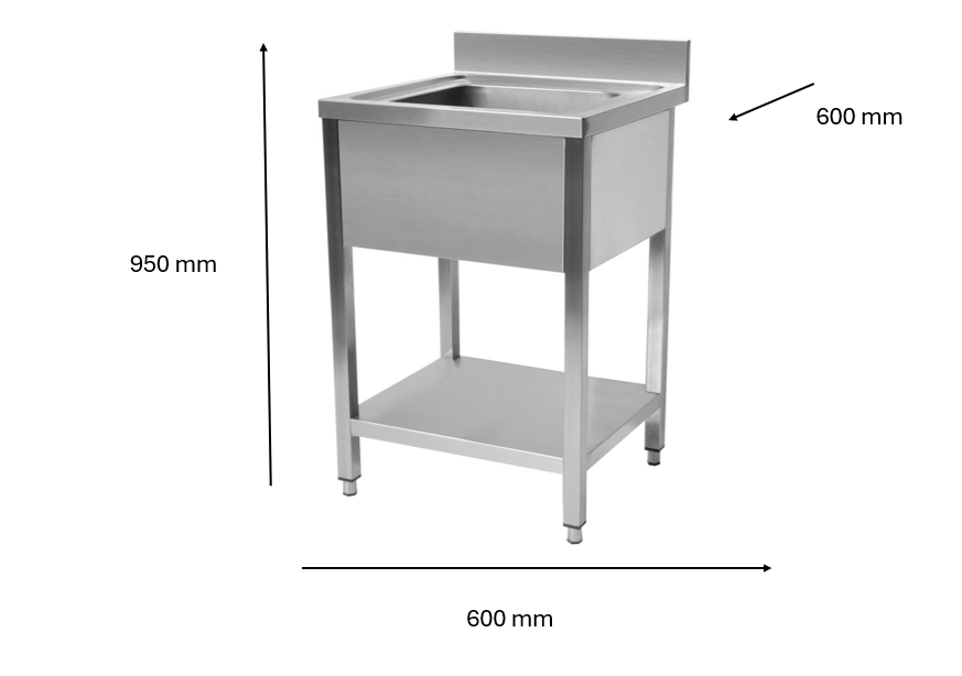 Plonge en inox 600 x 600 x 950 mm | CUIST STSK066 - EQUIPEMENT RESTAURATION 