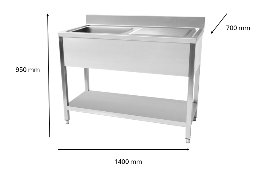 Plonge en inox 1400 x 700 x 950 mm | CUIST STSK147R - EQUIPEMENT RESTAURATION 