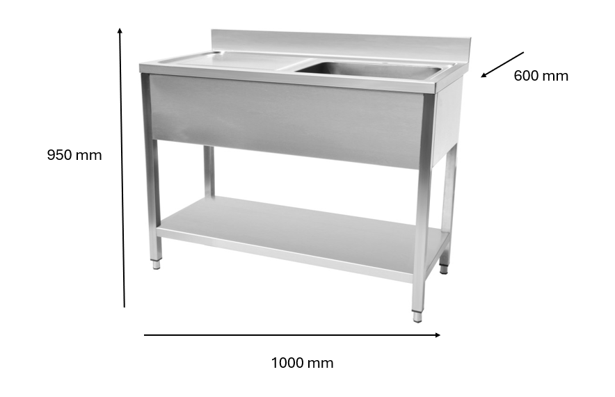 Plonge en inox 1000 x 600 x 950 mm | CUIST STSK106L - EQUIPEMENT RESTAURATION 
