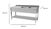 Plonge en inox 1800 x 700 x 950 mm | CUIST STSK187L - EQUIPEMENT RESTAURATION 