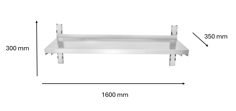 Etagère murale inox 1600 x 300 x 350 mm | CUIST STSW163 - EQUIPEMENT RESTAURATION 
