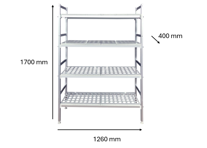 Rayonnage chambre froide 1260 x 400 x 1700 mm | CUIST BW812509 - EQUIPEMENT RESTAURATION 