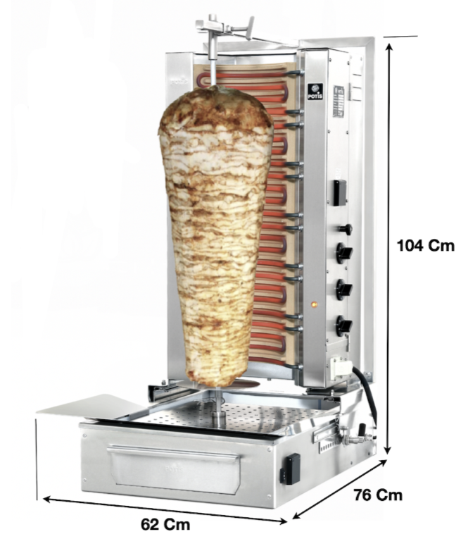 Machine à kebab 3 Zones HP ELEC – FE Series | Marque: Potis FE3S - EQUIPEMENT RESTAURATION 