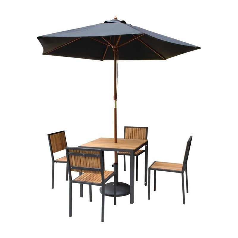 Table carrée en acier et acacia Bolero 80 cm - EQUIPEMENT RESTAURATION 