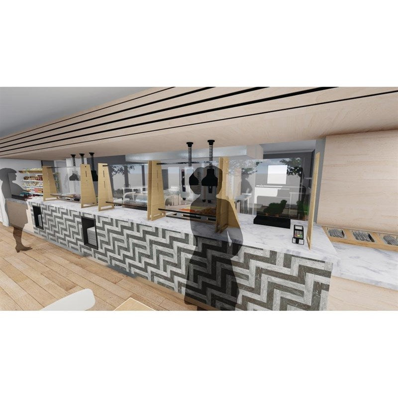 Ecran de protection de comptoir chêne clair Canteen-Style Bolero 860 x 1250mm - EQUIPEMENT RESTAURATION 