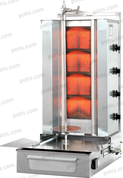 Machine à kebab 4 Zones HP Gaz | Marque: Potis F GD4/S - EQUIPEMENT RESTAURATION 