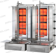 Machine à kebab 4+4 Zones HP Gaz | Marque: Potis F Z GD4/S - EQUIPEMENT RESTAURATION 