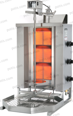 Machine à kebab 3 zones HP Gaz | Marque: Potis GD3/S - EQUIPEMENT RESTAURATION 