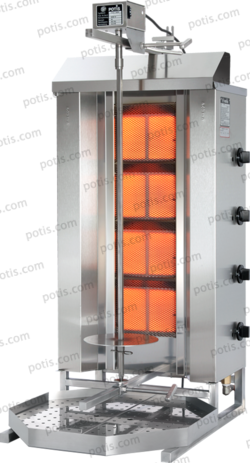 Machine à kebab 4 zones HP Gaz | Marque: Potis GD4/S - EQUIPEMENT RESTAURATION 