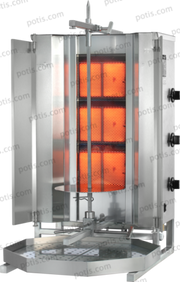 Machine à kebab 3 Zones HP Gaz | Marque: Potis MU GD3/S - EQUIPEMENT RESTAURATION 