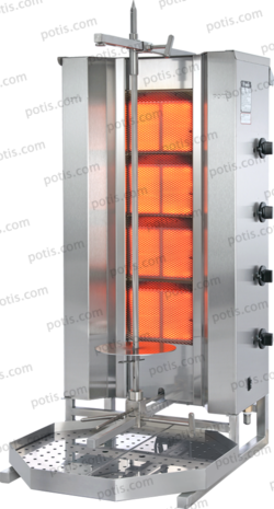 Machine à kebab 4 Zones HP Gaz | Marque: Potis MU GD4/S - EQUIPEMENT RESTAURATION 