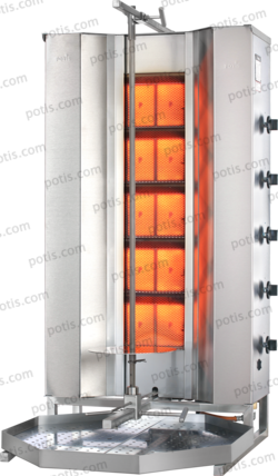 Machine à kebab 5 Zones HP Gaz | Marque: Potis MU GD5/S - EQUIPEMENT RESTAURATION 