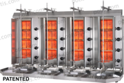 Machine à kebab 4+4+4+4 Zones HP Gaz | Marque: Potis 4x RS MU GD4/S - EQUIPEMENT RESTAURATION 