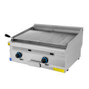 GRILL A PIERRE DE LAVE 800 X 630 X 300 TC.6LG800-DG - Grill à pierre de lave professionnel en acier inoxydable.