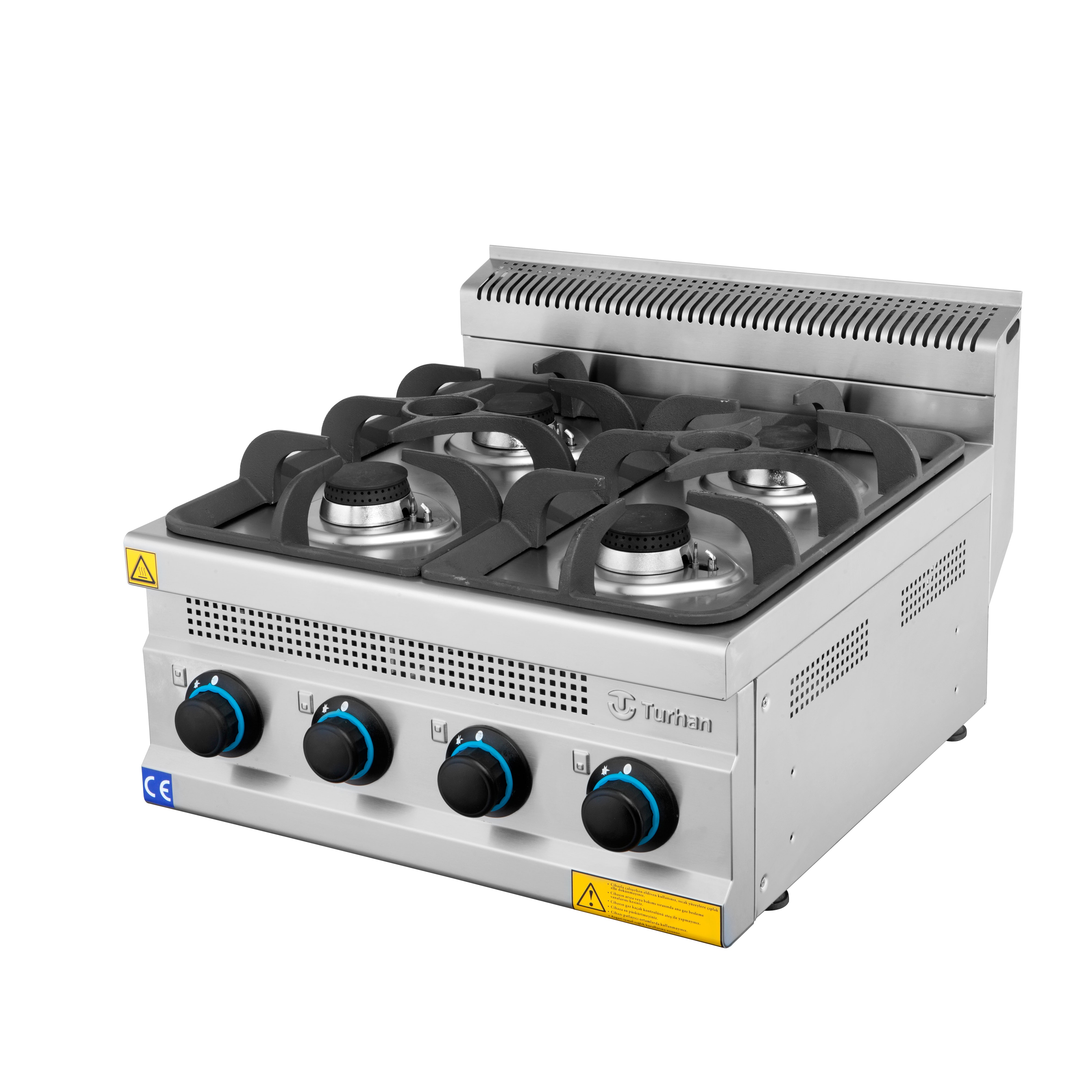 Cuisinière gaz professionnelle – 4 brûleurs TC.6OCG600, cuisinière 4 feux en acier inoxydable pour restaurateurs.