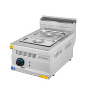 Bain-marie électrique – 400 mm – 2,5 kW – TC.6SE400 avec boîtier en acier inoxydable et deux récipients.