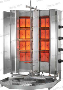 Machine à kebab 8 Zones HP Gaz | Marque: Potis V MU GD4 - EQUIPEMENT RESTAURATION 