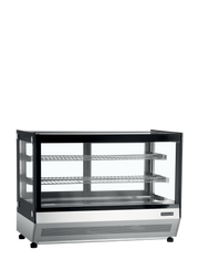 Armoire Frigorifique Vitrée LCT900F Noir Comptoir Réfrigéré À Façade Plane Avec Éclairage LED