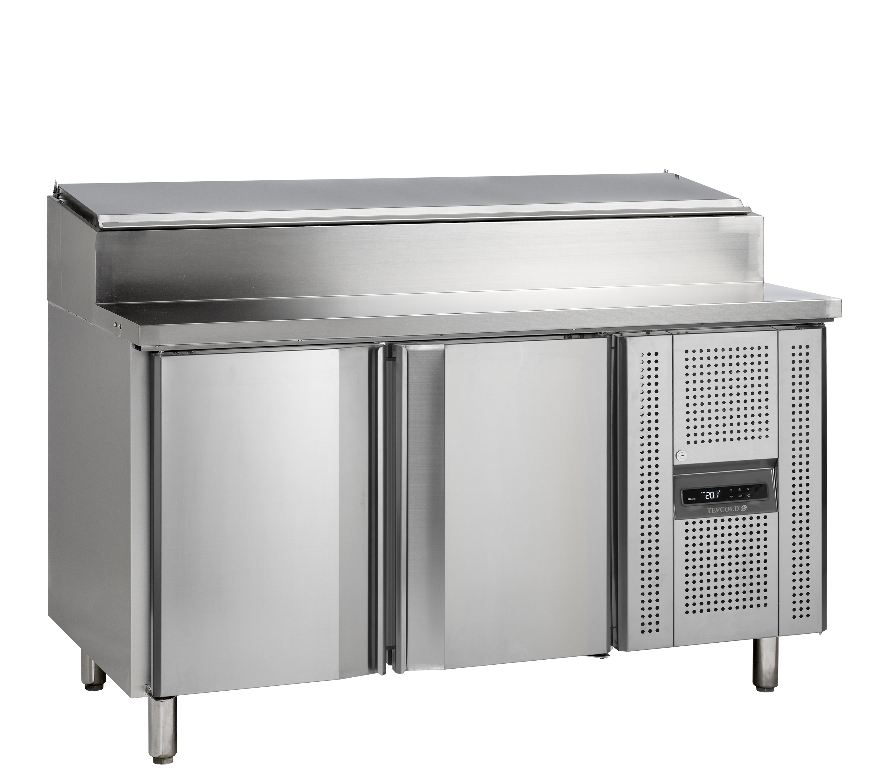 SS8200 Comptoir De Préparation De Sandwich En Inox SS304 Avec Cuve De Refroidissement Compatible GN Et Placards