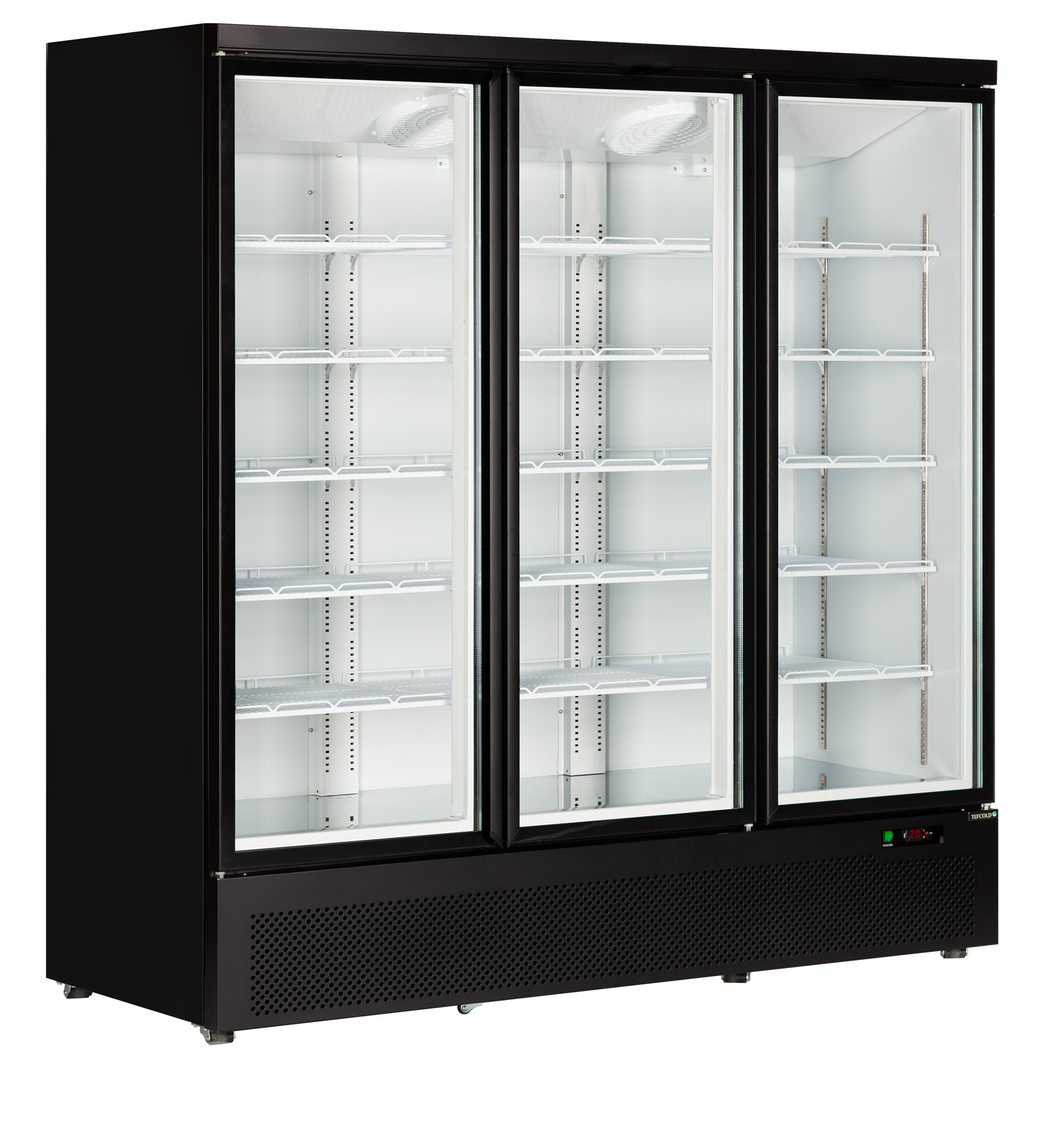 Atom Maxi C3DB Armoire Vitrine Réfrigérée À Froid Positif Trois Portes Verre Fermeture Automatique LED Étagères