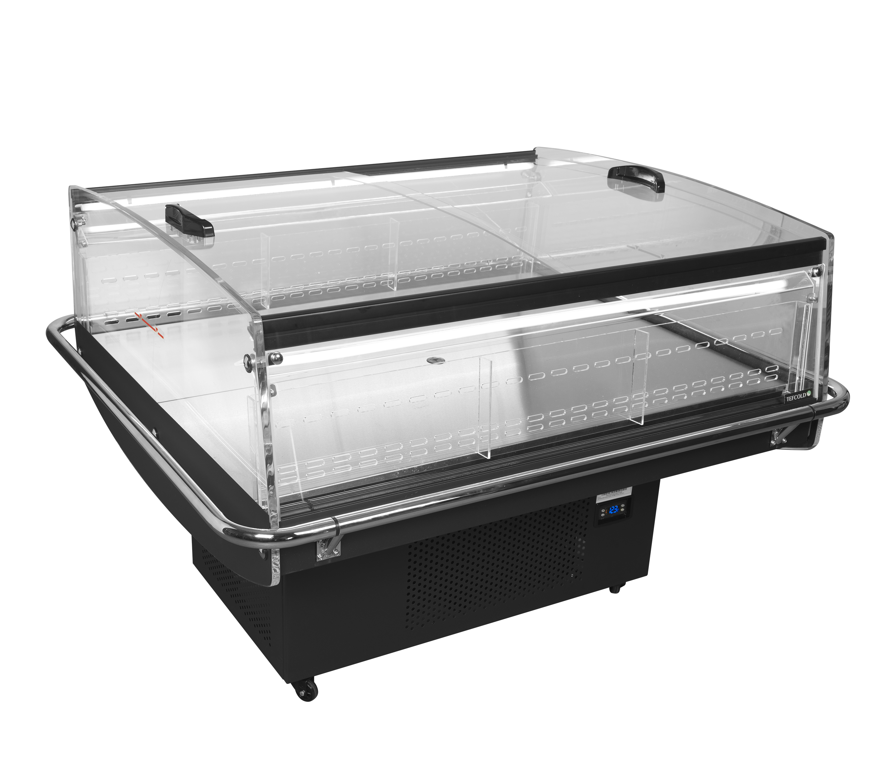 Réfrigérateur Noir Professionnel PDC126 VS SL LED Pour Achats Impulsifs Quatre Faces Vitrées Avec Roulettes