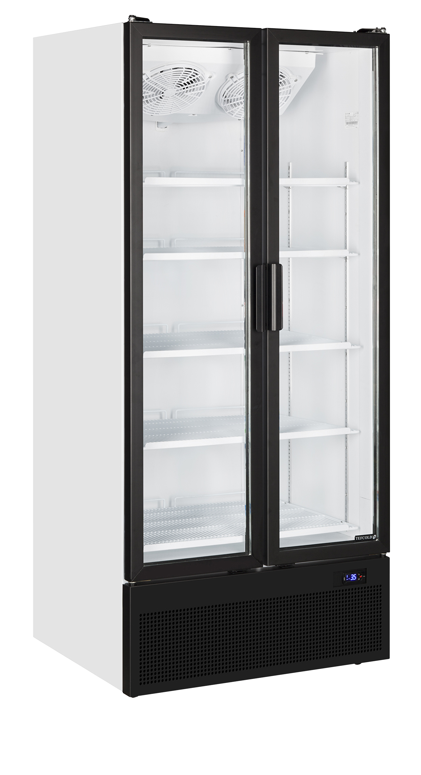 Armoire Frigorifique De Présentation FS890H Vitrine Réfrigérée 2 Portes Positif Négatif Blanc Noir Cadre Aluminium