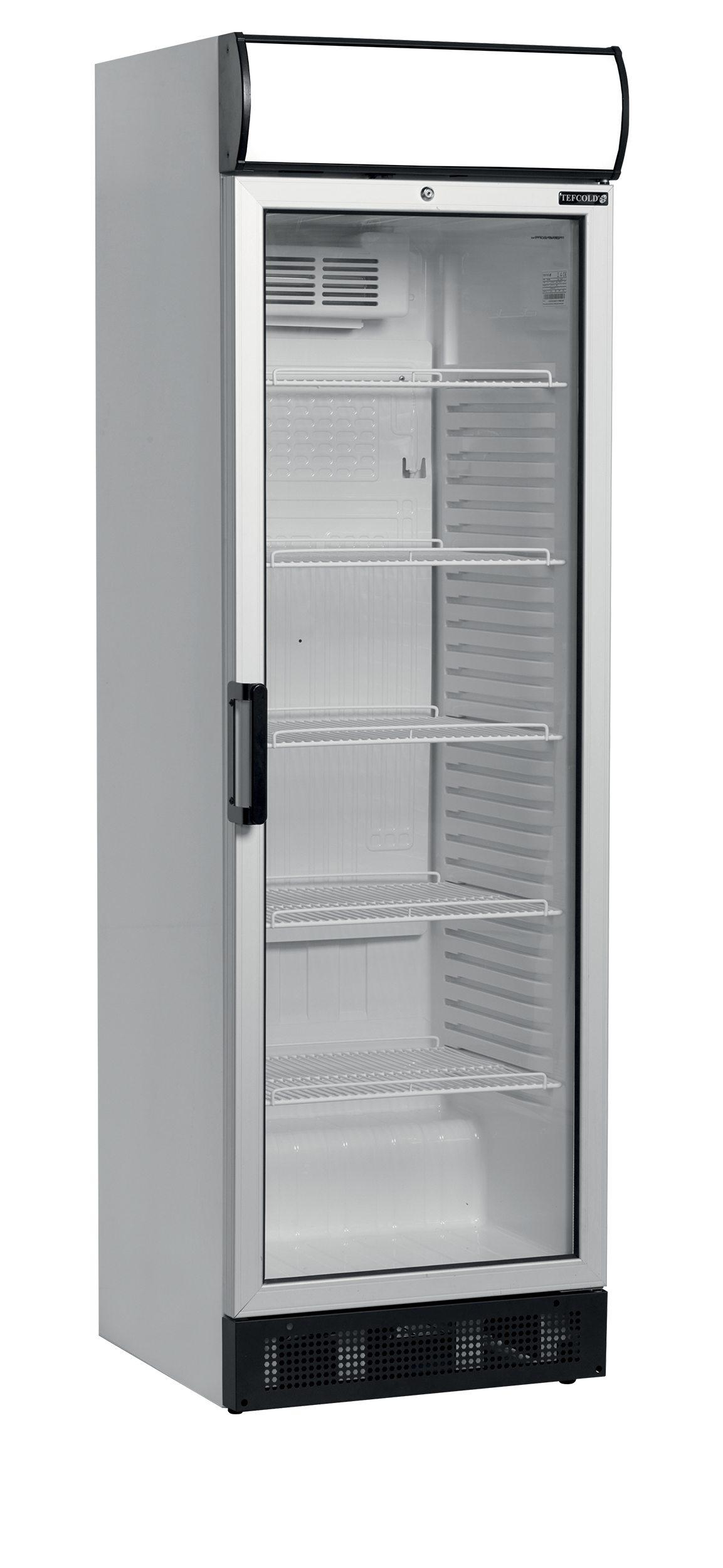 FSC1380 Réfrigérateur À Boissons À Porte Vitrée Blanche Cadre Aluminium Gris Caisson Éclairé