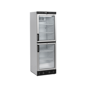 Armoire Frigorifique À Boissons À Deux Portes Vitrées Positif Blanche Avec Cadre Aluminium Gris FS FS2380