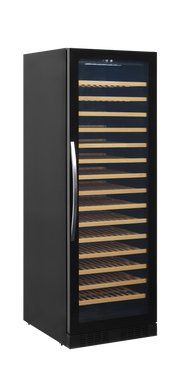 Armoire Cave À Vin Professionnelle TFW400-F Porte Vitrée Sans Cadre Éclairage LED Bois Sur Glissières