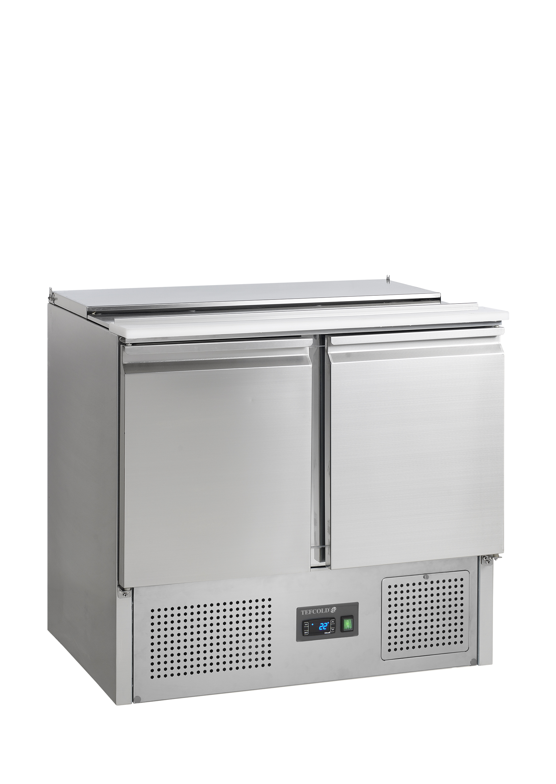 SA920 Comptoir Pour Saladette Pro Avec Placards Et Tablettes Réglables Pour Cuisine Professionnelle