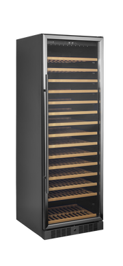 Cave À Vin Professionnelle TFW400-S En Acier Inoxydable Avec Éclairage LED Et Tablettes Bois Sur Glissières