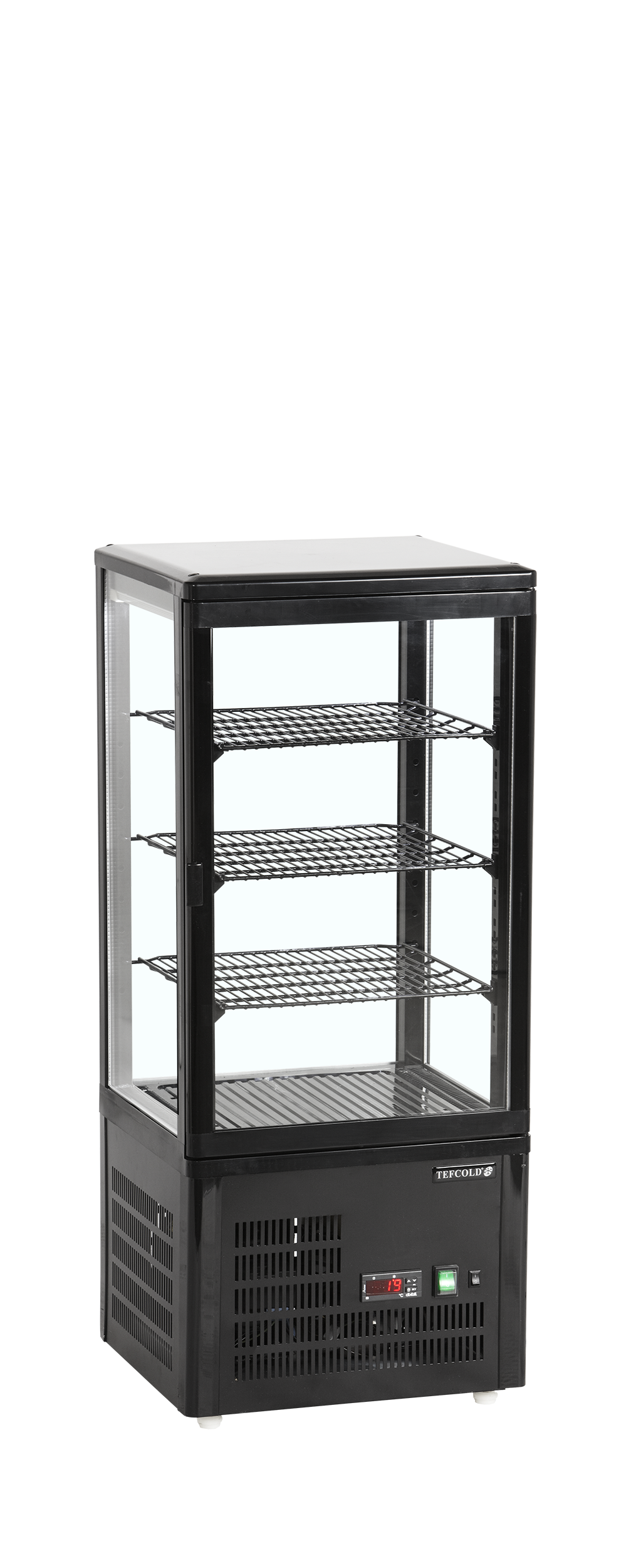 Armoire Frigorifique Professionnelle Vitrine Réfrigérée Pour Comptoir UPD80 Noir 2 Portes LED Et Clayettes Réglables