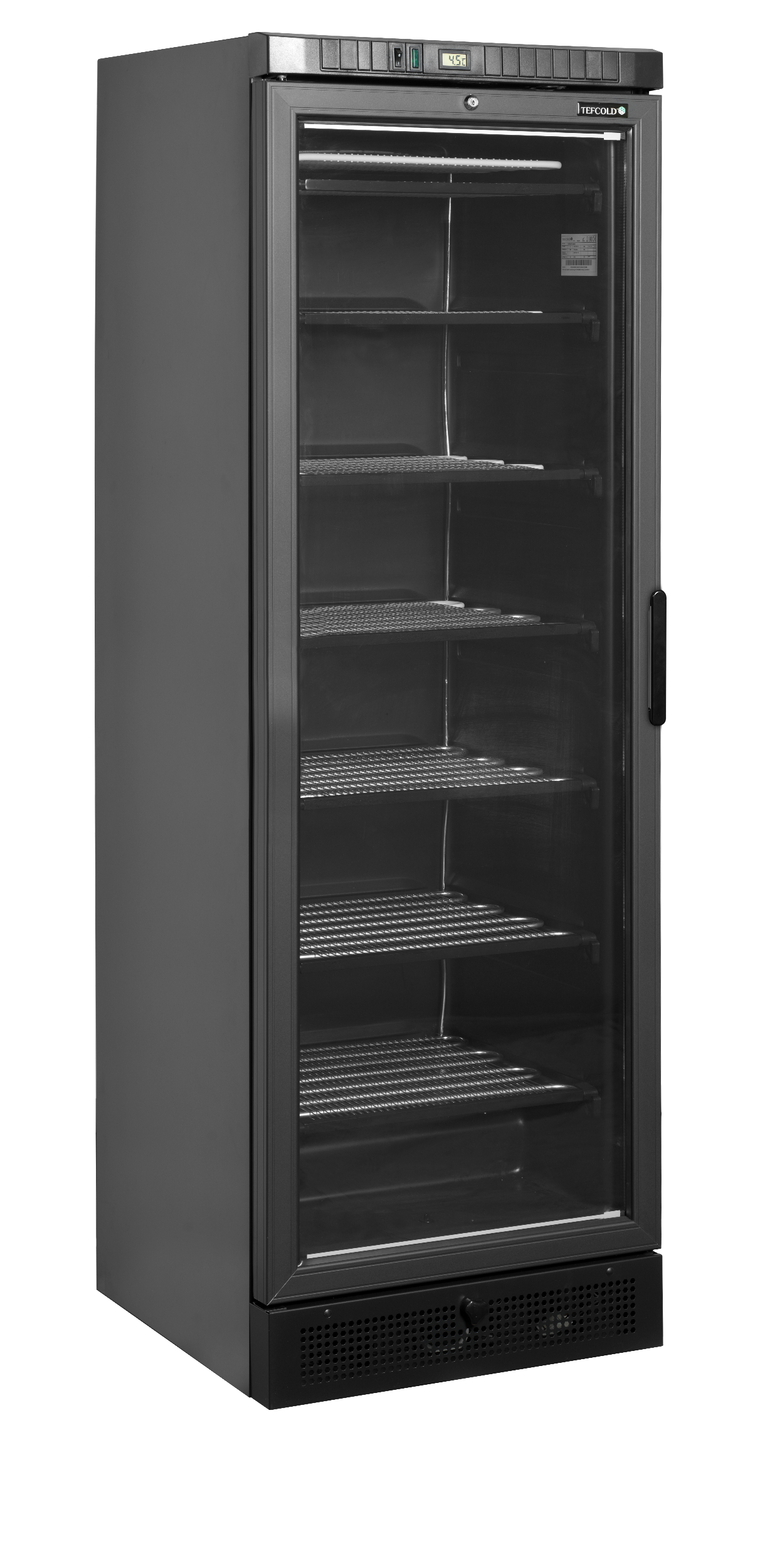 UFSC Vitrine À Froid Négatif Noir Gauche UFSC371G Porte Vitrée Chauffée Étagères Fixes