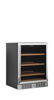 Armoire Vin Professionnelle TFW200-S En Acier Inoxydable Cave À Vin 2 Portes Avec LED Et Plateaux Bois Ref TFW200-S