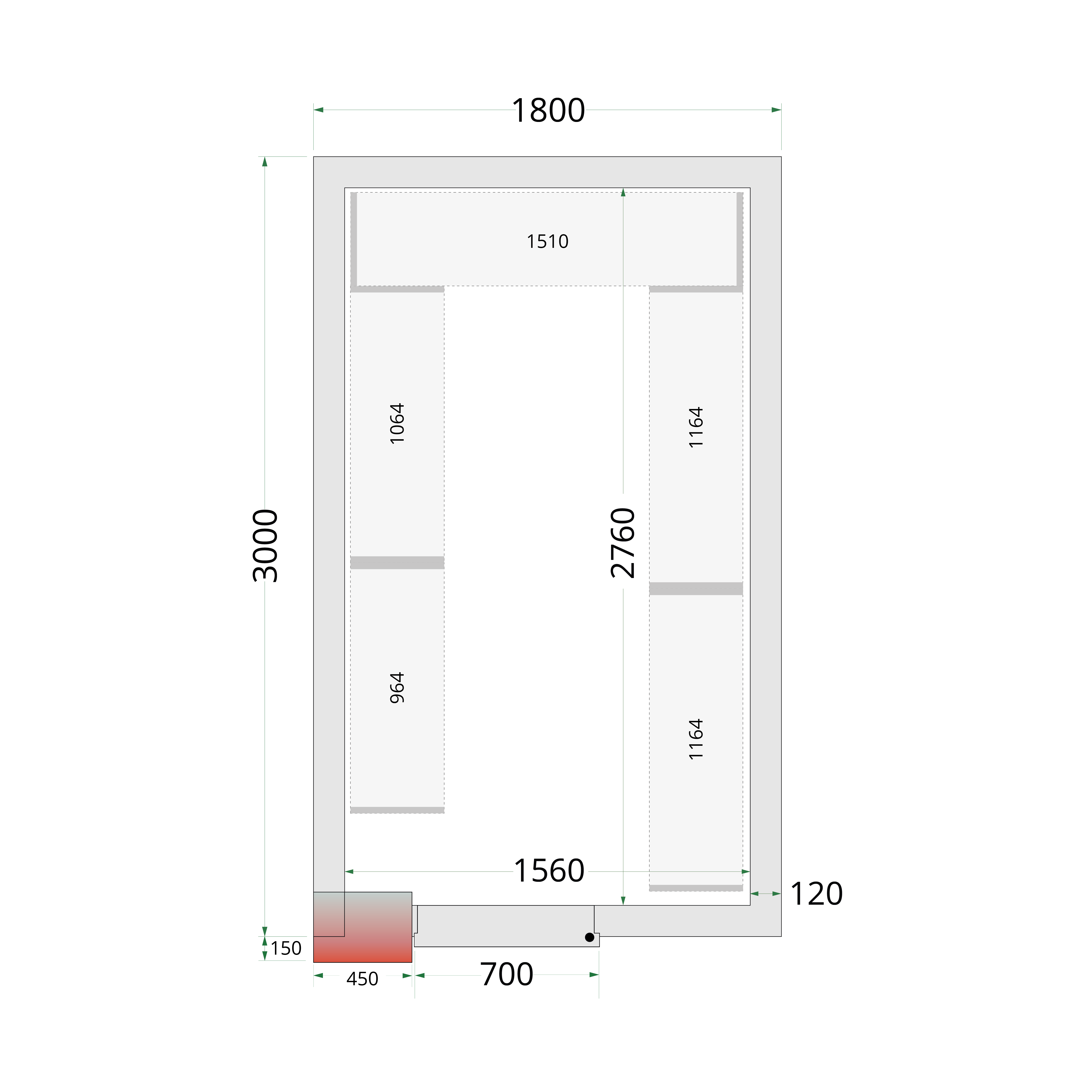 Panneaux Chambre Froide 120 Mm CR 180x300x220 Isolation PU Assemblage Emboîtement Pour Armoire Frigorifique Professionnelle