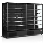 Vitrine Réfrigérée Froid Positif PC 2500B 2 Portes Vitrées Sans Montant LED Haute Capacité Pour Supermarché